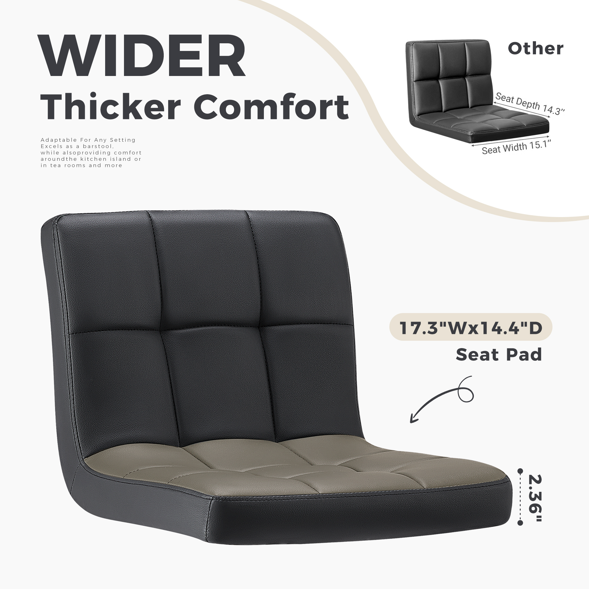 edx Swivel Bar Stools with Back, PU Leather, Black, Set of 4 photo 4