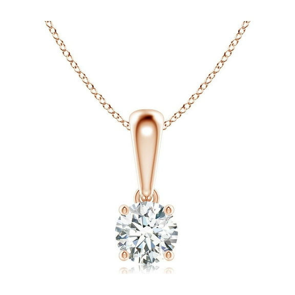 ANGARA Natural Classic Diamond Solitaire Pendant in 14K Rose Gold for Women (Size-4.1mm| Color-G| Clarity-VS2) | April Birthstone, Anniversary, Jewelry Gift for Women | Natural Diamond Necklace