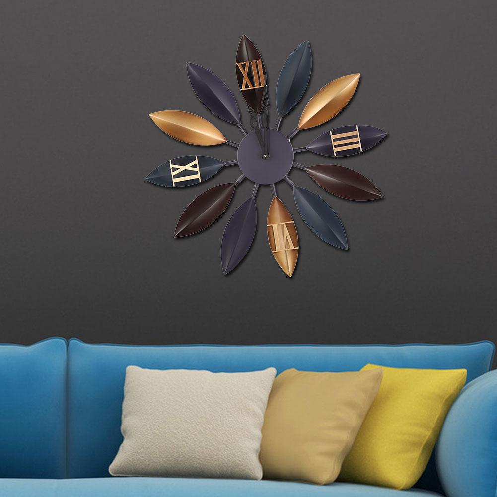 OTVIAP Home Wall Clock, Wall Clock Decor,Metal Leafshape Decor Home