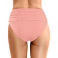 thumbnail image 3 of Women High Waist Bikini Bottoms - Swim Briefs, Ruched, High Cut, Full Coverage, 3 of 6