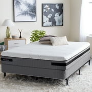 Belham Living 10 Inch Breathable Cooling Gel Medium Comfort Memory Foam Mattress with 7 Inch Folding Metal Box Spring Easy Assembly Mattress Foundation