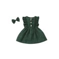 thumbnail image 5 of Kiapeise Toddler Girls Velvet Ruffle Sleeveless Dress+Bowknot Hairpin Set, 5 of 5