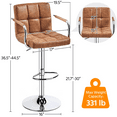 thumbnail image 3 of Alden Design Adjustable Swivel Bar Stools Modern Faux Leather Bar Chair Set of 2, Retro Brown, 3 of 11