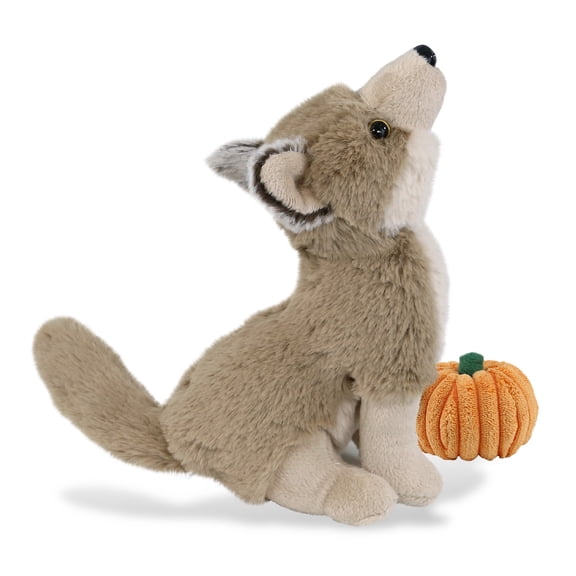 DolliBu Super Soft Plush Howling Wolf Stuffed Animal with Pumpkin Decor - Pumpkin Plush Animal for Fall, Halloween and Thanksgiving, Pumpkin Toy for Baby, Kids, Adults - 10.5 Inches