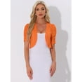 thumbnail image 4 of DARING DIVA Women's Mesh Sheer Shrug Cropped Cardigan Bolero XS Orange, 4 of 6