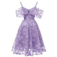 thumbnail image 4 of Aueoeo Women Lace Off-The-Shoulder Sling Short Sleeves Party Dress Cocktail Prom Ballgown Vintage Dress -Purple, 4 of 4