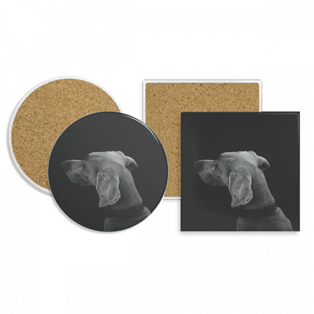 

Dog Pet Animal Lonely Night Coaster Cup Mug Holder Absorbent Stone Cork Base Set