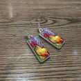 thumbnail image 4 of WIRESTER 1 Pair/Set Colorful Rooster Stainless Steel + Glass Rectangle Drop Earring Fashion Jewelry Drop Dangle Hook Earrings for Women, 4 of 6
