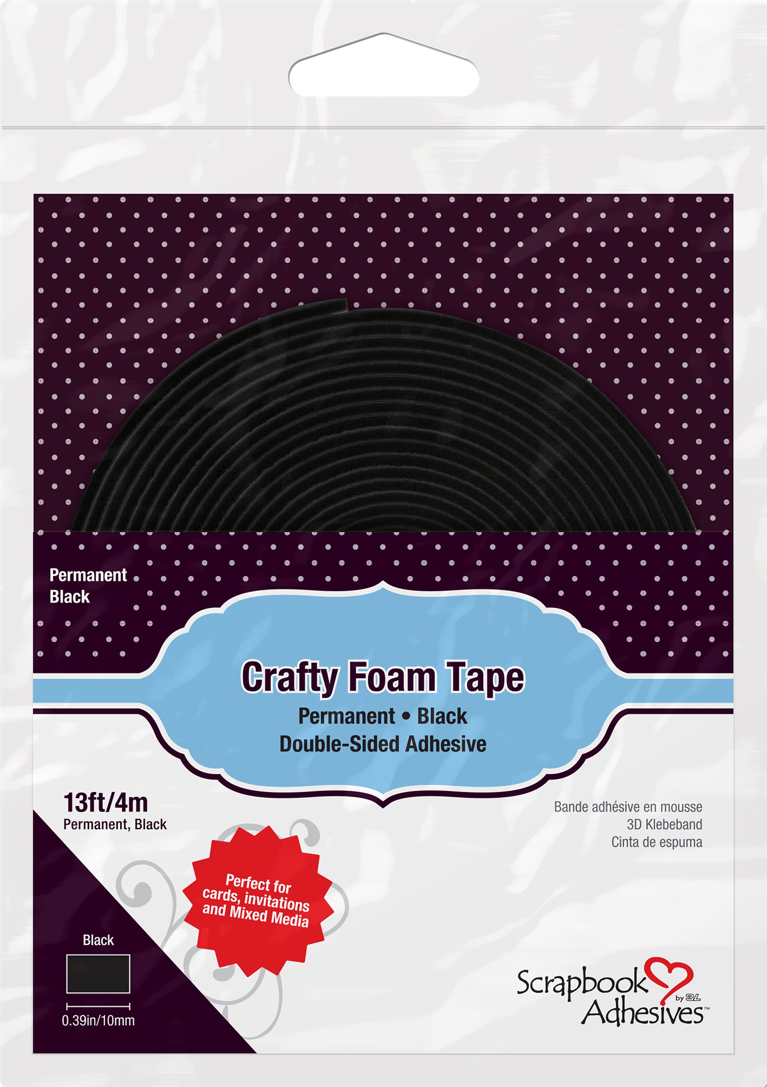4m Black Single Sided Foam Tape Closed Cell 20mm Wide x 4.5mm Thick 