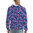 thumbnail image 7 of Salouo Blue Skull Flower Pattern Hoodie Sweatshirts for Women, Autumn Pullover Hoodie Workout Sweat Women's Long Sleeve Preppy Sweatshirts-Large, 7 of 7