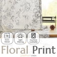 thumbnail image 3 of Cortina Jinchan para salón, mezcla de lino, 114 x 115 cm, diseño floral, color gris, 3 of 9