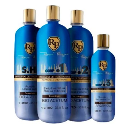 Robson Peluquero CCRP 4 Steps Hair Treatment Kit with Argan Oil, Bio Acetum and DiffusX Technology 3x 6.91fl oz + 10.14 fl oz