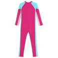 thumbnail image 4 of Doomiva Big Girls Upf 50+ One Piece Swimsuits Long Sleeve Full Body Cover Swim Bodysuits Hot Pink 13-14, 4 of 6