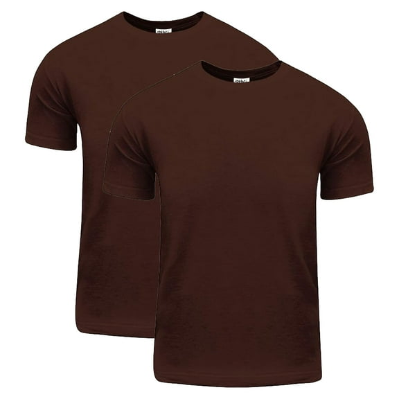 2 Pack Shaka Wear Men's Active Comfort Cotton Short Sleeve Crew Neck T-Shirt - Brown - XL