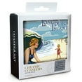 thumbnail image 2 of Long Beach Island, New Jersey, Woman on Beach Scene (Absorbent Ceramic Coasters Set of 4 Matching Images, Cork Back, Kitchen Table Decor), 2 of 3