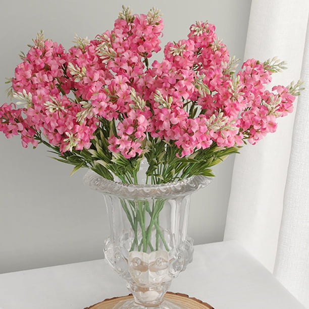 Ramos de seda de flores postizas de jacinto, tallos artificiales de jacinto en pack de 5 con plástico flexible para decoración, centros de mesa, bodas y arreglos florales caseros