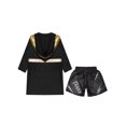 thumbnail image 4 of Fldy Tenues de Boxe pour Garçons, Ensemble Robe à Capuche en Satin Métallique et Shorts, Robe de Fête Déguisement B6 12, 4 of 5