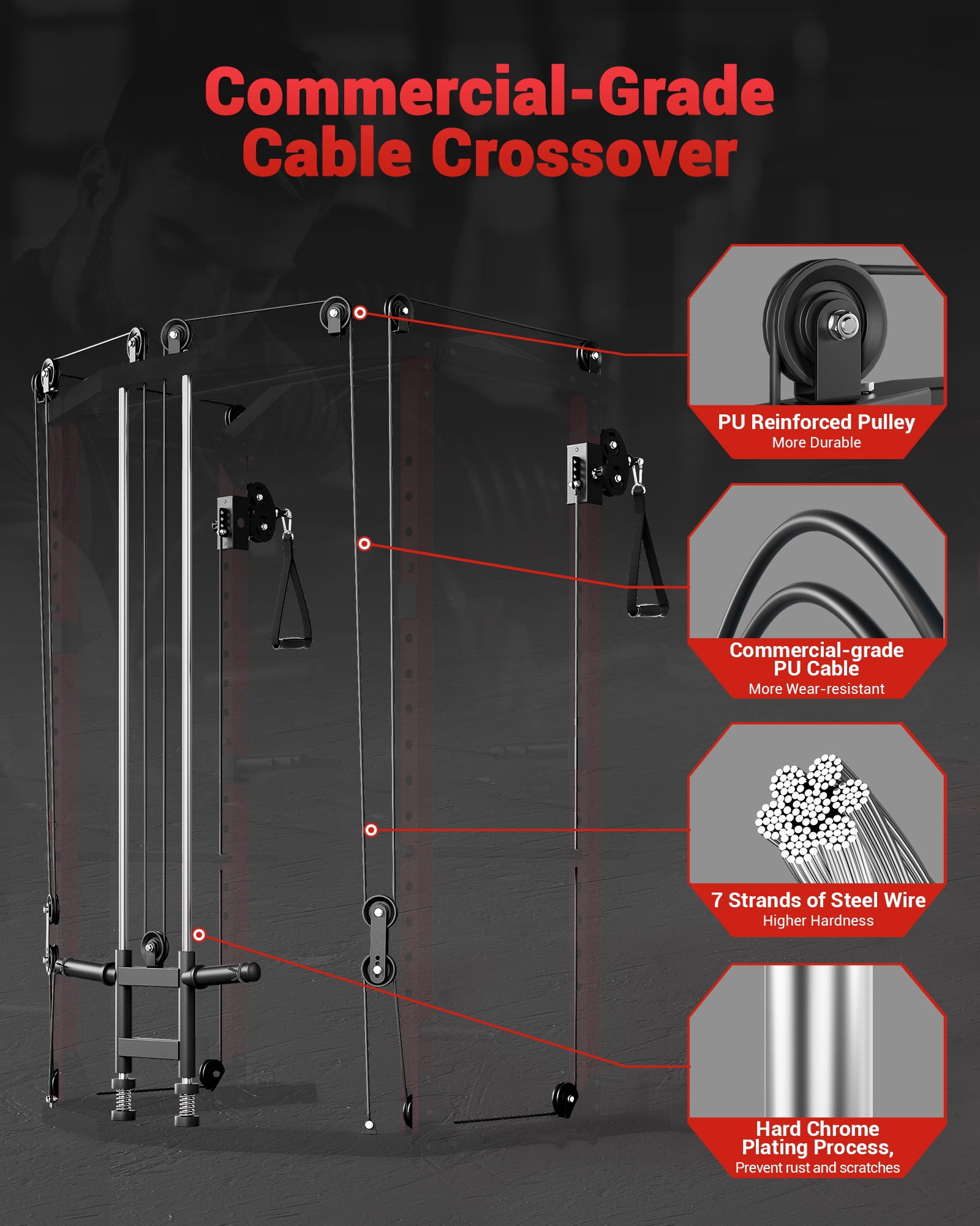 JoanKaren Power Rack Cage,1600lbs Multi-Functional Power Racks for Home Gym with Cable System and More Training Attachment