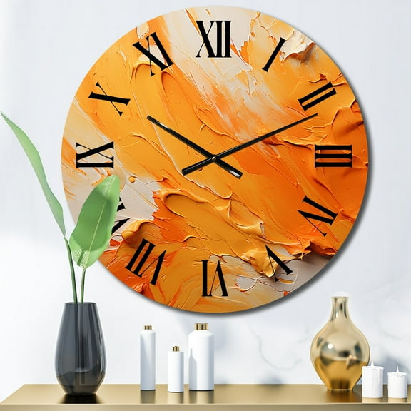 Designart "Dancing Tangerines I" Abstract Landscape Oversized Wall Clock