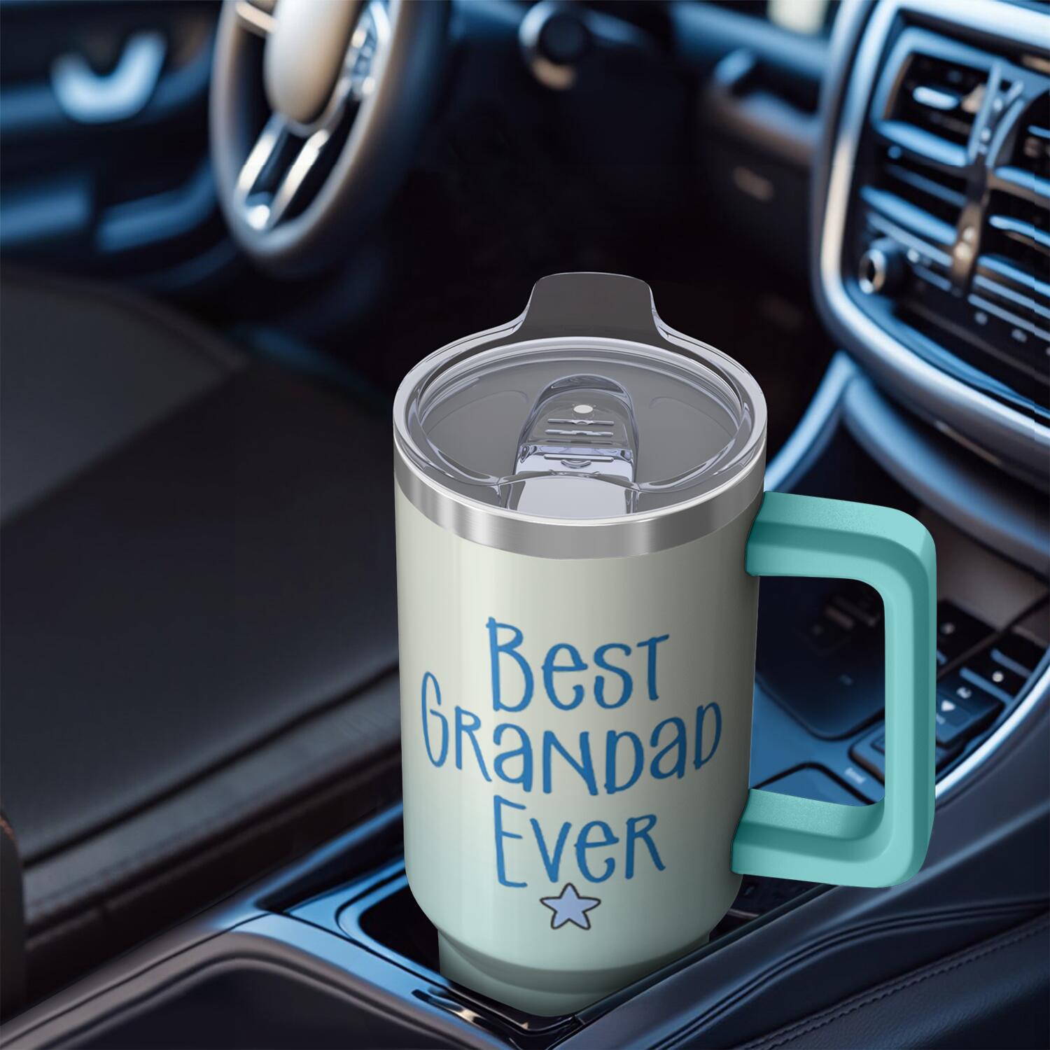 Unforgettable Gift for Grandpa: 40oz Tumbler with Handle, High Quality Insulated Stainless Steel, Best Grandpa Ever Design, Fathers Day Birthday Christmas Gift