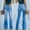 Blue, variant on Women'S Ripped Jeans Casual Slim Fit High Waisted Stretchy Flare Trousers Denim Pants Blue S