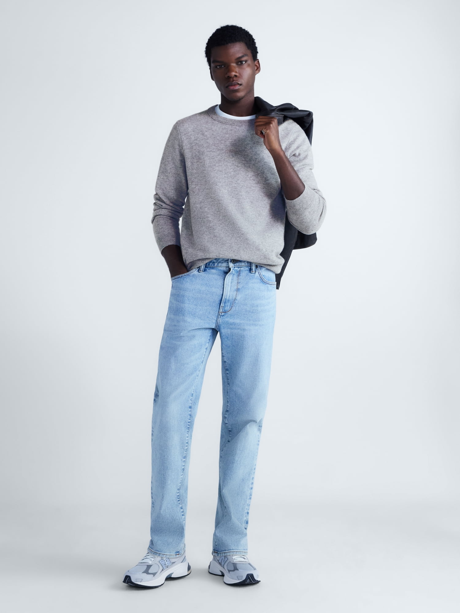 Free Assembly Men’s Cashmere Crewneck Sweater with Long Sleeves, Midweight, Sizes XS-2XL
