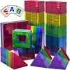 Magnetic Building Blocks 100 Set - Magnet Toys Building Strongest Magnets - Magnetic Tiles Includes Bonus 13 Piece Insert Alphabet Cards - STEM 3D Magnet Tiles - Original Magees