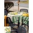 thumbnail image 5 of Outdoor Tablecloth with Umbrella Hole for Patio/Picnic/Party/Camping, Lemon Vase Summer Waterproof Table Cloth Square Cover Washable, Spring Fruits Green Striped (60"x 60"), 5 of 8
