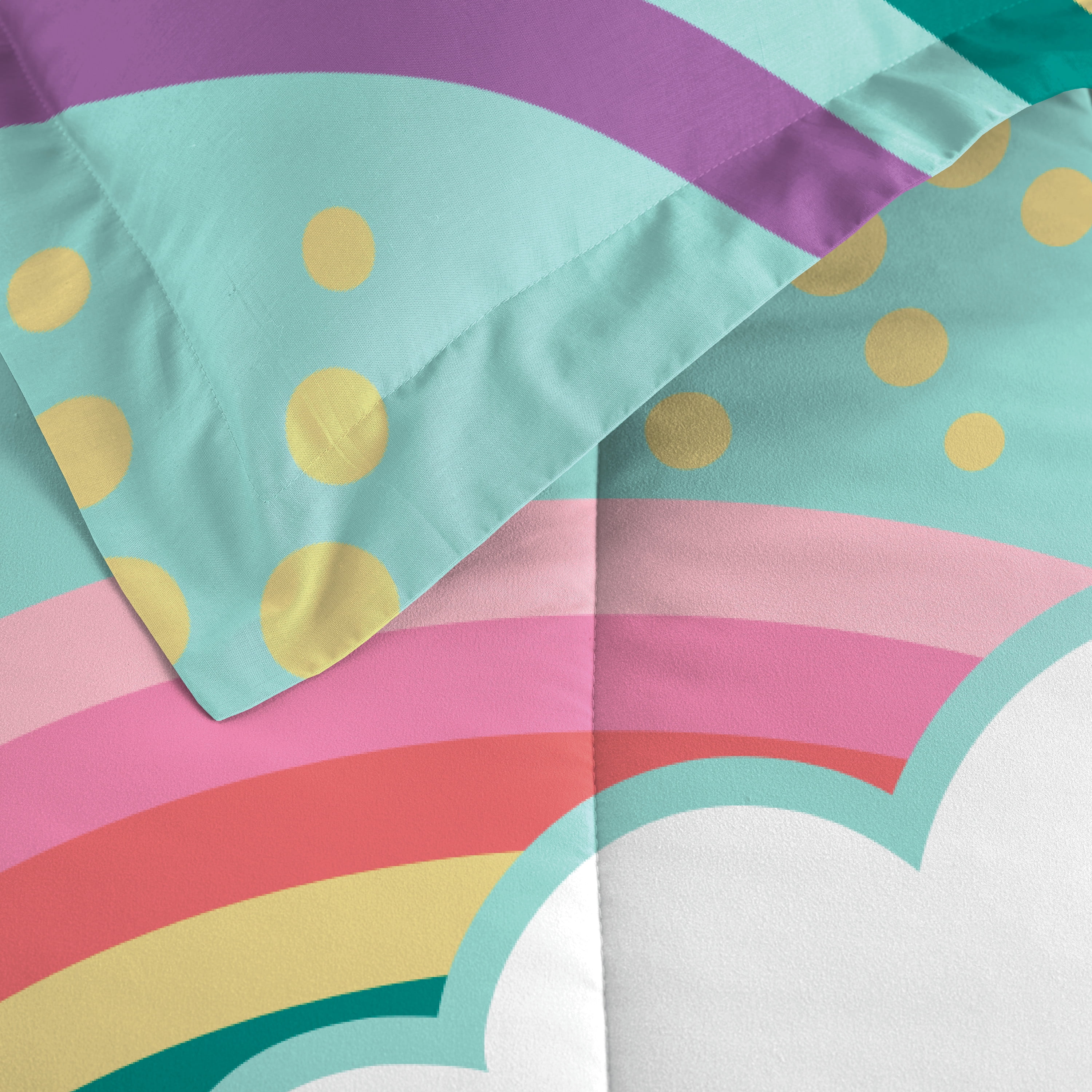 Dream Factory Rainbow Flare Twin 5 Piece Comforter Set, Polyester, Microfiber, Teal, Child, Female