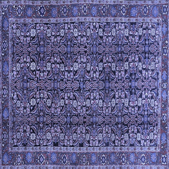 Ahgly Company Machine Washable Indoor Square Persian Blue Traditional Area Rugs, 4' Square