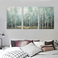thumbnail image 3 of Nawypu Wall Art for Living Room Large Canvas Forest Pictures Modern Popular Art Work Decorations Framed Wall Decor White Woods on Green Background  Easy to Hang 12''x16''X3 Panels, 3 of 4