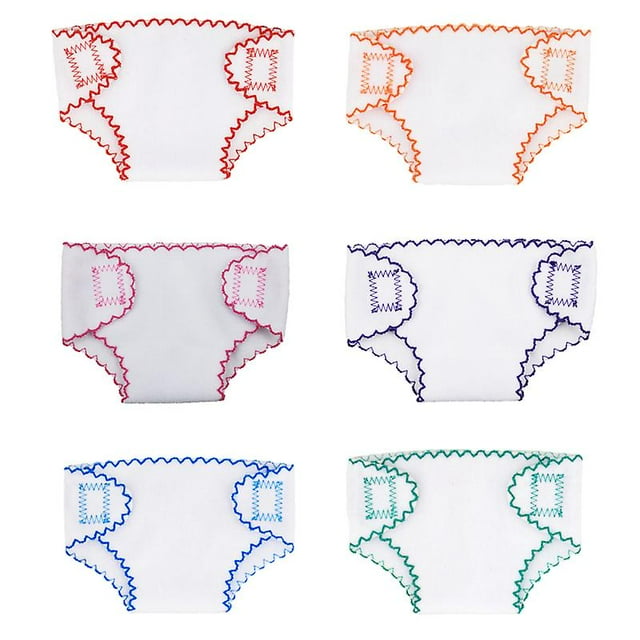 6 pañales para muñeca bebé.
