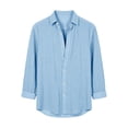 thumbnail image 5 of Asxite Mens Plus Size Tops Fall Solid Cotton Linen Button Down Long Sleeve Shirts, 5 of 5