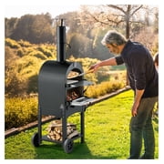 Outdoor Pizza Oven 12, Pellet Wood Fired Pizza Oven, 1000°F, Portable Pizza Maker with Wheels, Wood Burning Oven for Pizza, Bread, BBQ