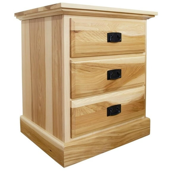 Bowery Hill Contemporary 3-Drawers Solid Wood Nightstand in Natural