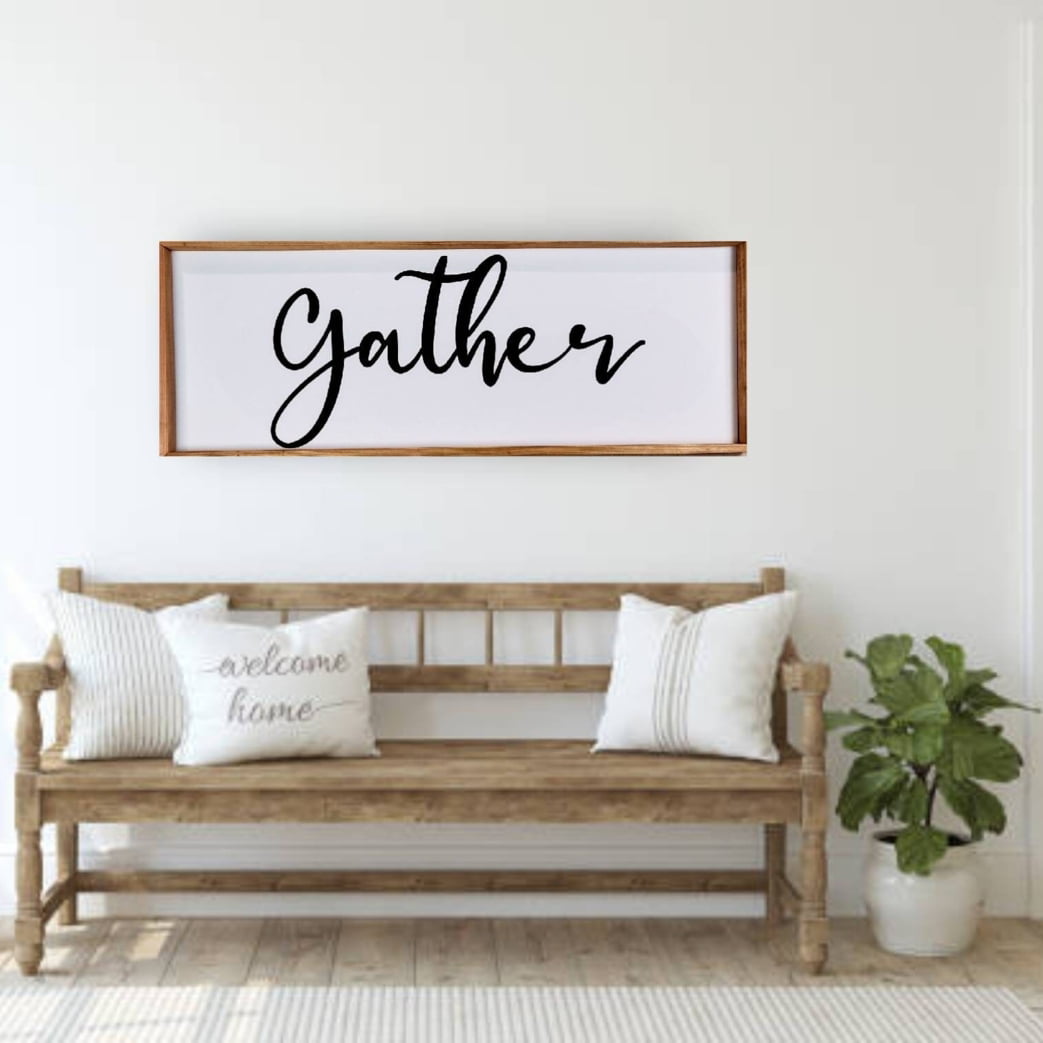 FARMHOUSE wood sign GATHER kitchen wooden rustic family home decor country large 