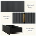 thumbnail image 3 of TOPCOMFY Modern Pantry Cabinet with 3 Drawers 2 Doors, Kitchen Storage Cupboard for Organization with Adjustable Shelves & Fluted Panel Design-Black, 3 of 7