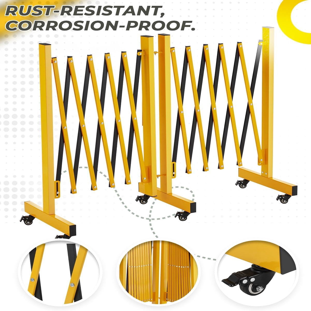 Ataucjin Metal Expandable Barricade Gate Outdoor, Folding Safety Barrier Gate, Portable Traffic Barricade Fence