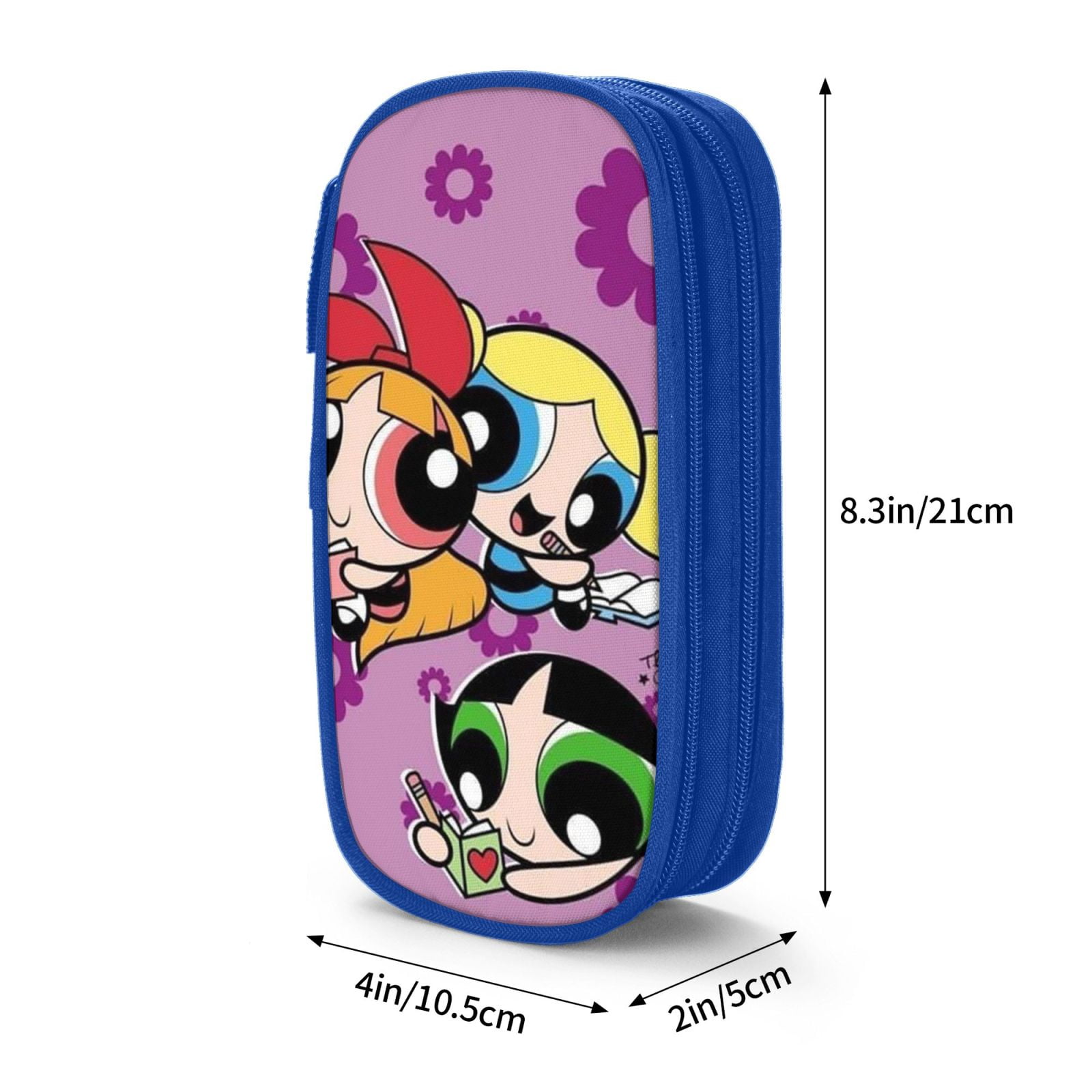 The Powerpuff Gi-rls Pencil Case Large Capacity Pencil Pouch Penbag Office Stationery Organizer Travel Makeup Bag Blue