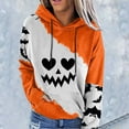 thumbnail image 2 of WEAIXIMIUNG Chandails en Molleton Courts pour Femmes Imprimé Citrouille Manches Longues avec Poche Sweat à Capuche Mignon Pull Décontracté, 2 of 4