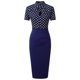 thumbnail image 5 of Vestido retro formal de manga corta con cuello redondo y estampado calado para mujer Fridja  bnh2404, 5 of 7