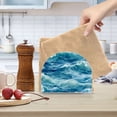 thumbnail image 2 of Yayeee Napkin Holder for Table Set of 2 Kitchen Paper Tissue Organization, Green Watercolor Ocean Waves, 2 of 8
