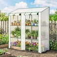 thumbnail image 2 of Outsunny Mini Serre avec 3 Niveaux 6 Tablettes Serre Portable, Blanc, 2 of 10