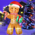 thumbnail image 4 of Hinchable navideño con forma de hombre de jengibre, 240 cm, con LED, 4 of 7