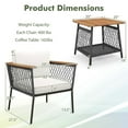 thumbnail image 3 of Gymax Set of 3 Furniture Set w/ 2-Tier Coffee Table Acacia Wood Armrests Tabletop Patio, 3 of 6