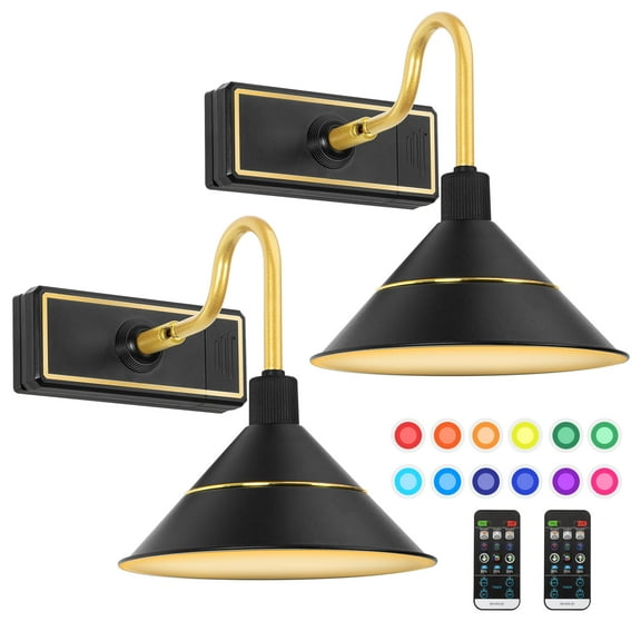 Uamector 12 Colors Wall Sconce Lighting Set With Detachable and Rechargeable Battery Remote Touch Control, 2pcs
