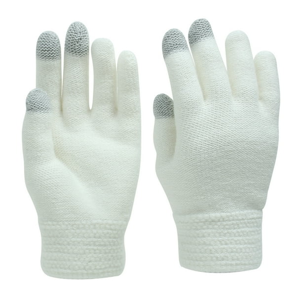 Minnieouse Guantes De Invierno Para Hombre Gorros De Invierno Para Hombres Estilo De Punto Clásico guantes y mitones blanco Minnieouse AP009484-01B