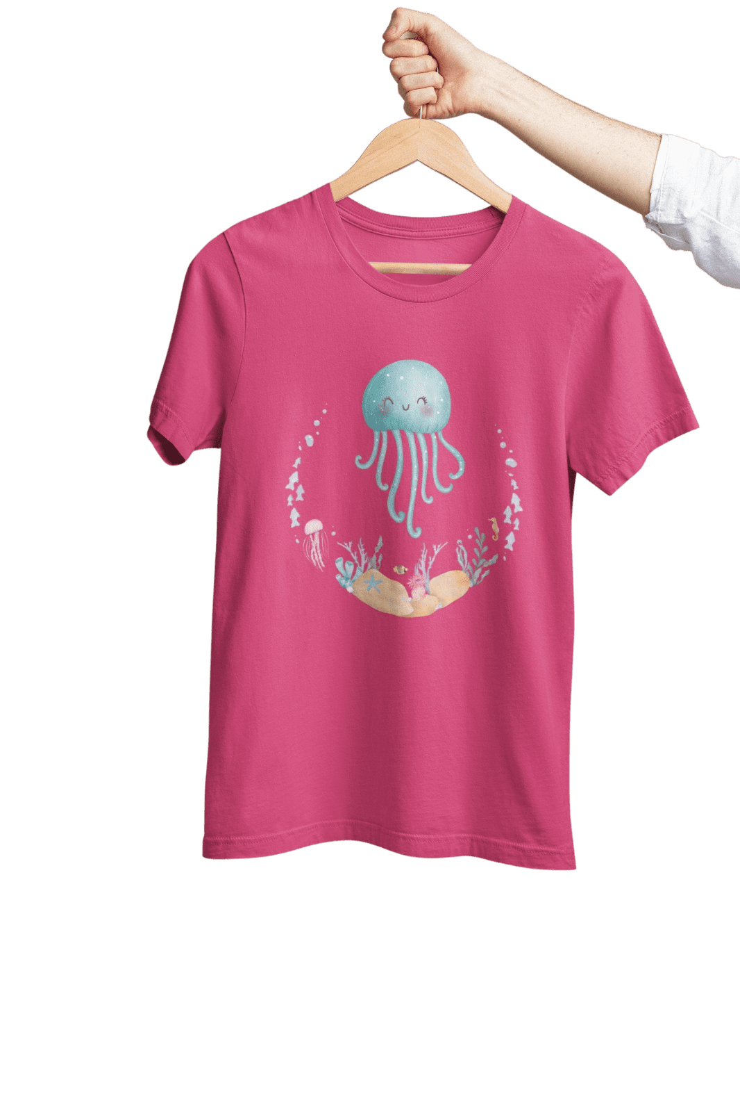 kiMaran Design T-Shirt Jelly Fish Smiling Ocean Fish Unisex Short