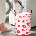 thumbnail image 7 of TEQUAN Waterproof Laundry Hampers, Valentines Day Lips Hearts Pattern Clothes Storage Basket with Handle (S), 7 of 7