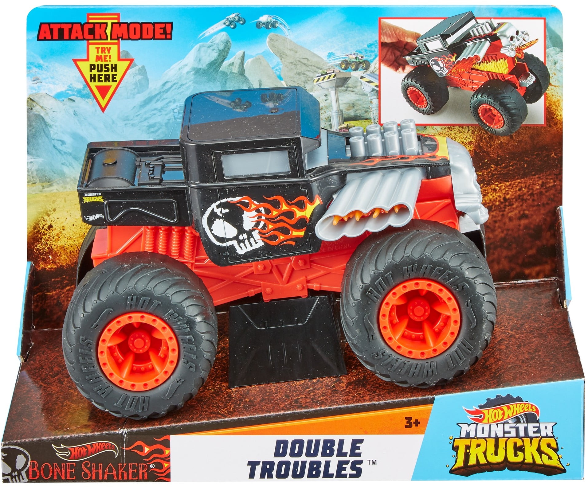  Hot Wheels Monster Trucks Bone Shaker die-cast 1:24 Scale  Vehicle with Giant Wheels for Kids Age 3 to 8 Years Old Great Gift Toy  Trucks Large Scales : Toys & Games